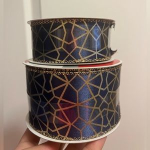 Blue & gold wired ribbon